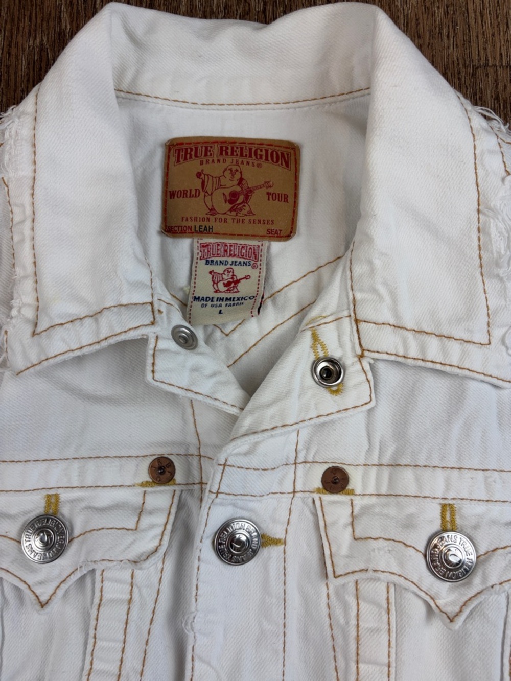 True Religion ‘Leah’ Rips Racerback Denim Vest ~ in White - Picture 6 of 15